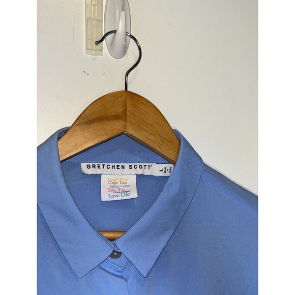 gretchen scott priss chiffon blouse french blue Women size L Large - Picture 4 of 8